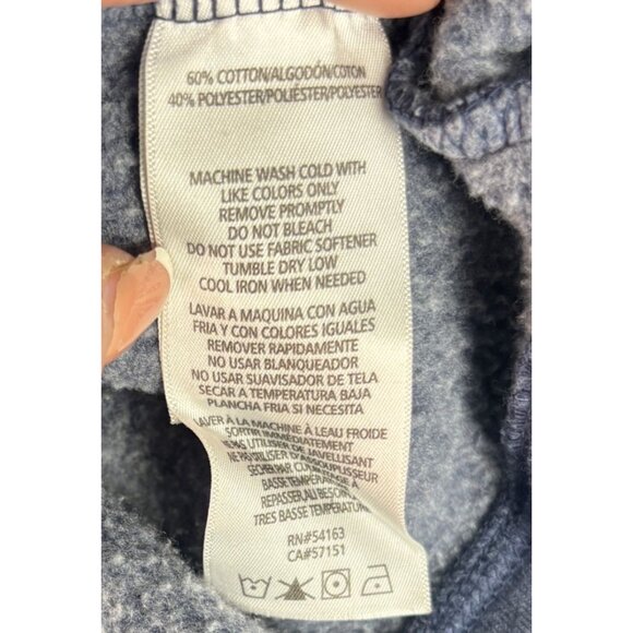 Calvin Klein Jeans Cropped Hooded Sweatshirt Drawstring Size Medium Blue and whi - Picture 10 of 11